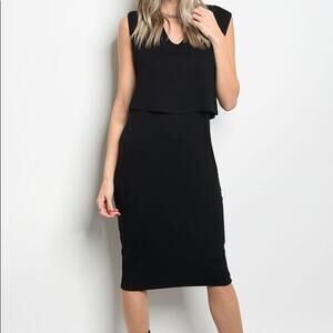 Back Cutout Dress Hooded Black
